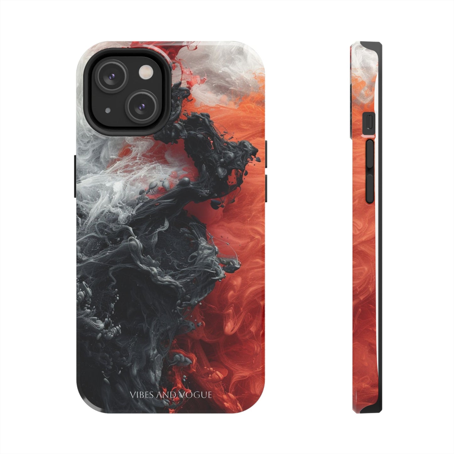 Abstract Red & Black Smoke Tough Phone Case — Vibes and Vogue Protective Cover