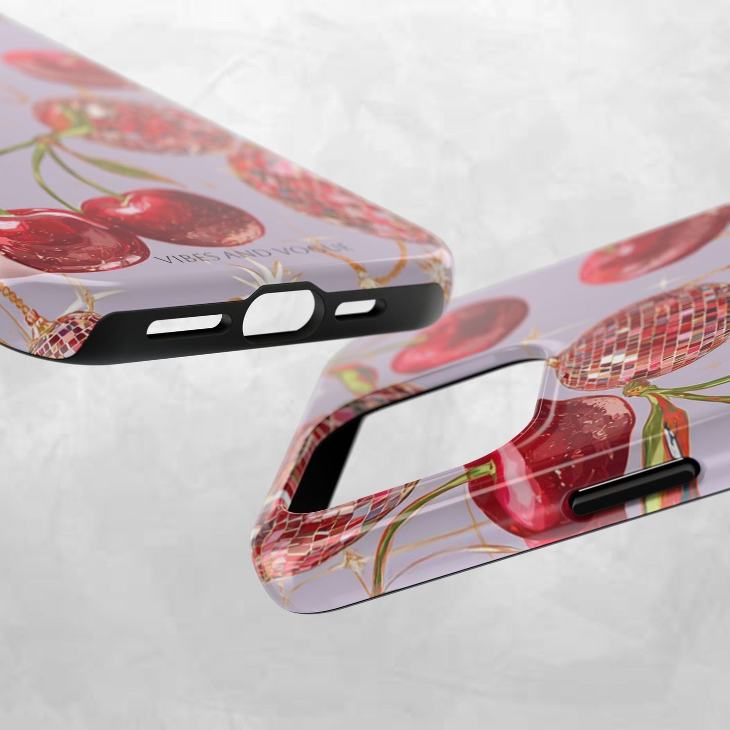 Disco Cherry Tough Phone Case — Retro Sparkle iPhone Protection