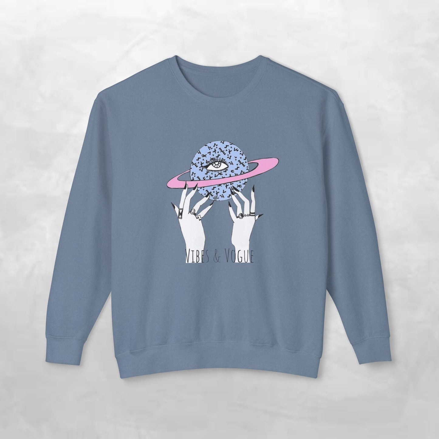 Cosmic Vibes Unisex Lightweight Crewneck Sweatshirt - Perfect for Casual Wear, Gift for Friends, Space Theme, Festivals, Everyday Comfort