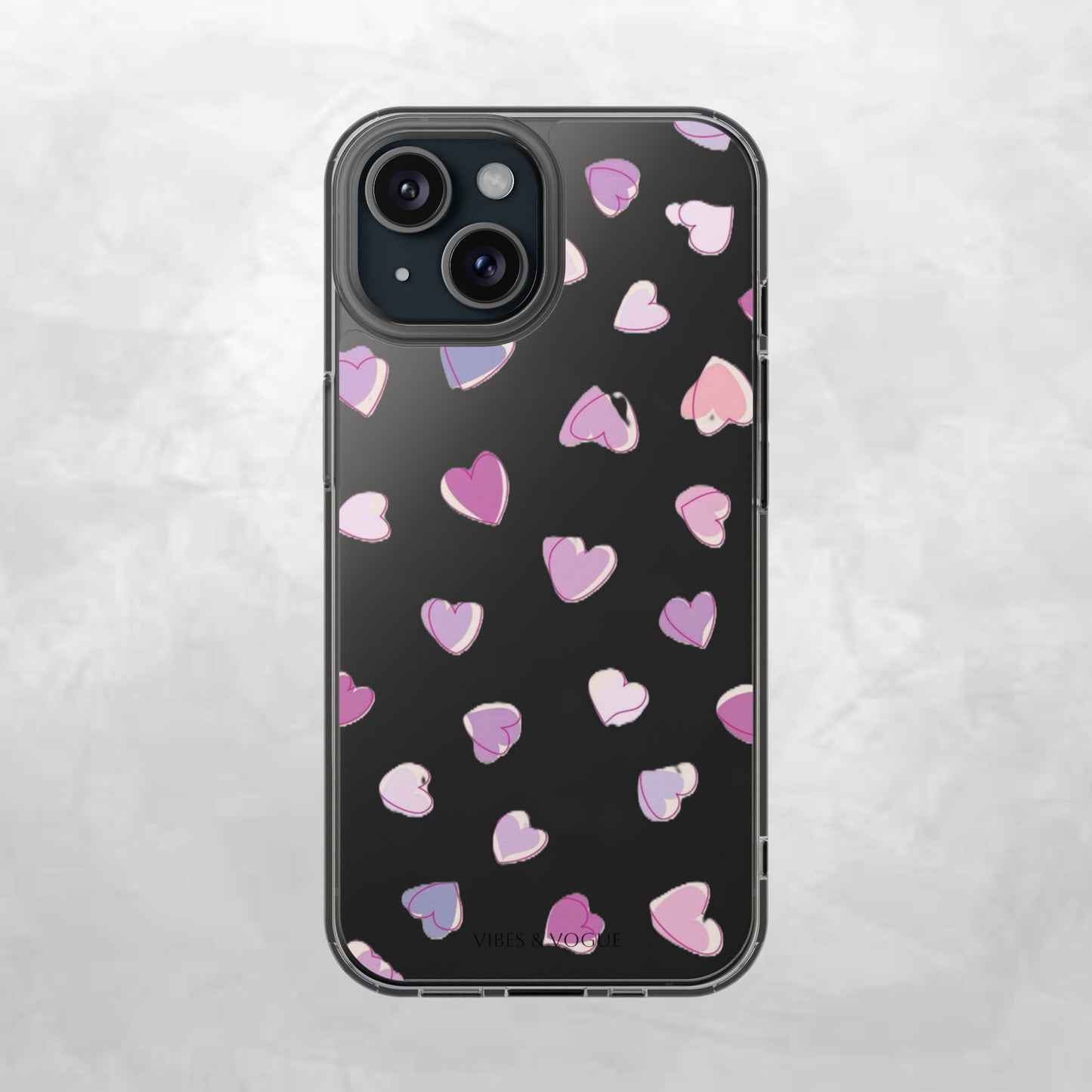 Heart Pattern Clear Case, Cute Phone Cover, Valentine's Day Gift, Trendy Phone Accessory, Love Theme Case