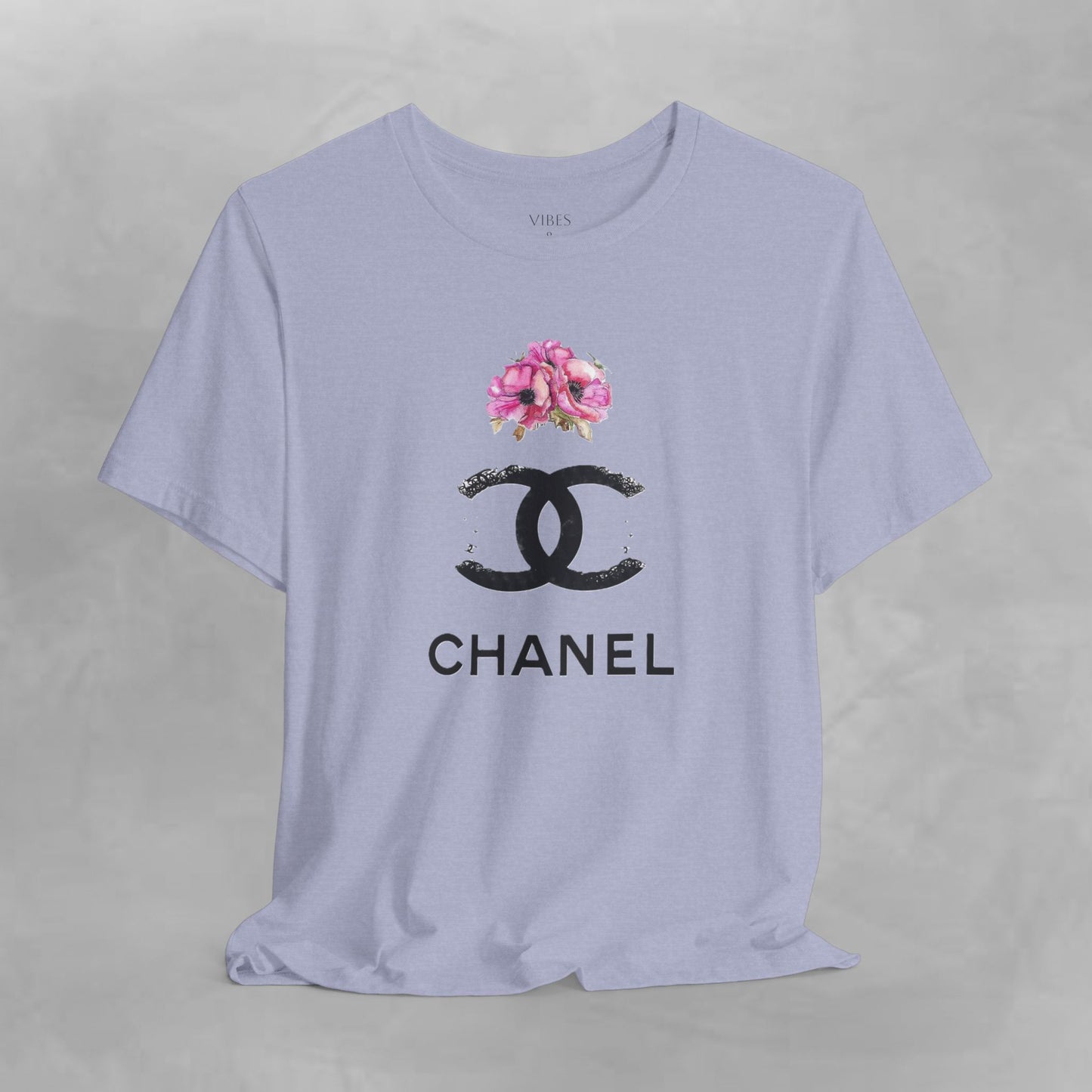 Chic Floral Logo Tee | Stylish Unisex Jersey Short Sleeve T-Shirt, Fashion Tee, Luxury Aesthetic, Gift for Her, Casual Wear, Trendy Apparel