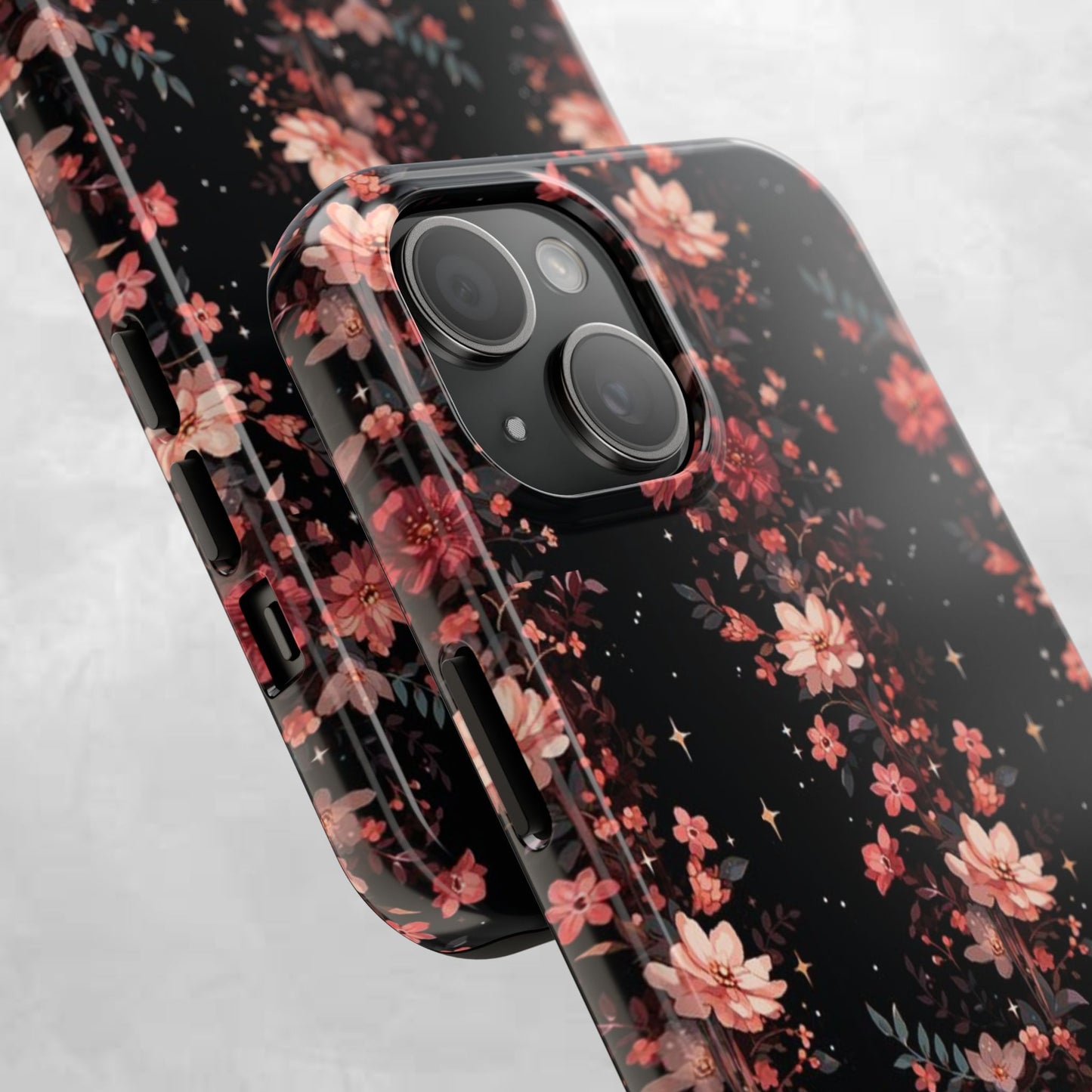 Floral Galaxy Phone Case – Dark Pink Blossom Tough Protective Case