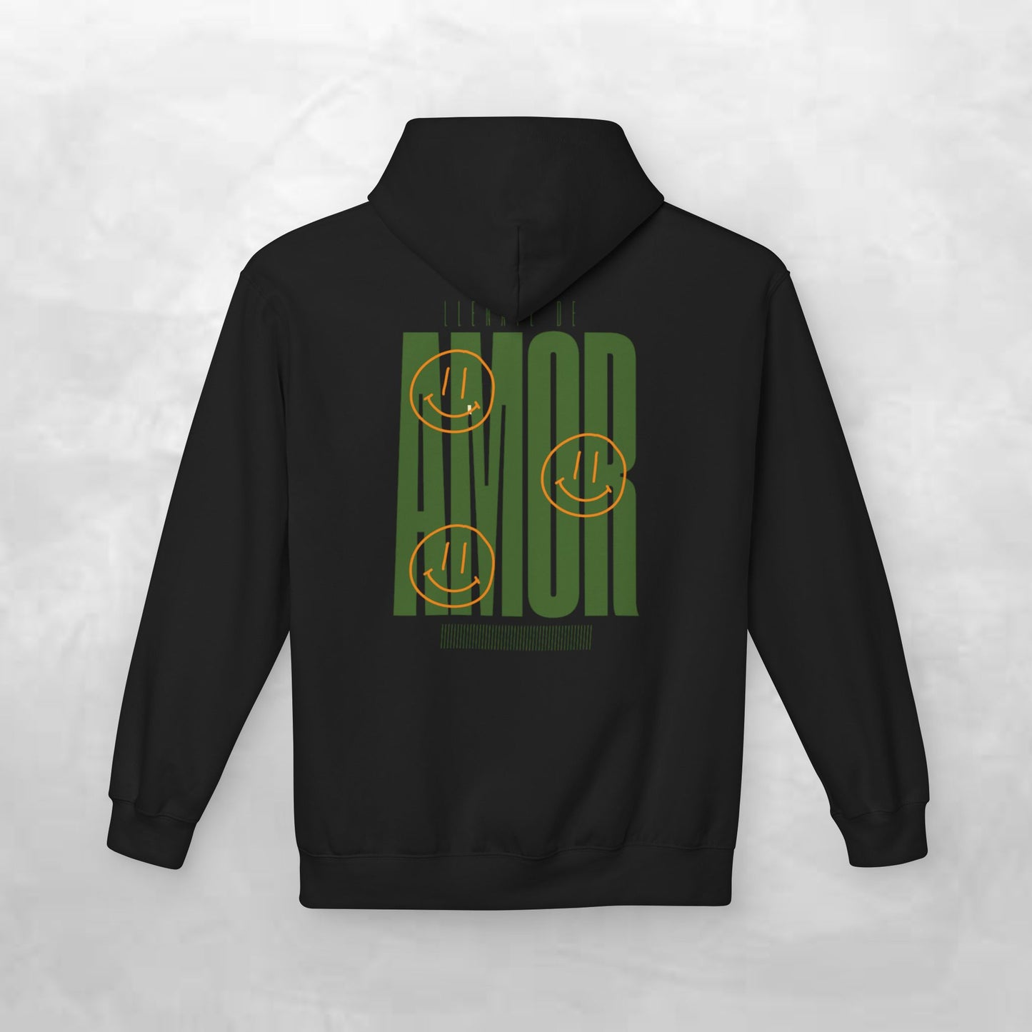 Amor Graphic Hoodie — Green Vintage Script Love Design