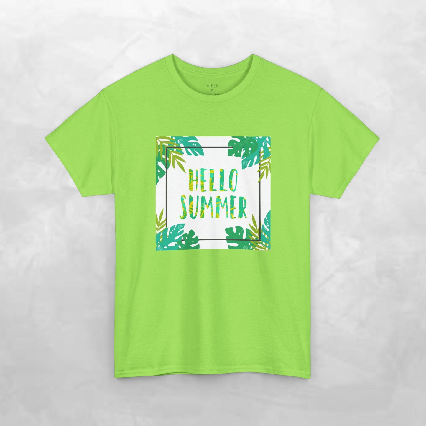 Hello Summer Unisex Heavy Cotton Tee – Tropical Vibe Summer Shirt