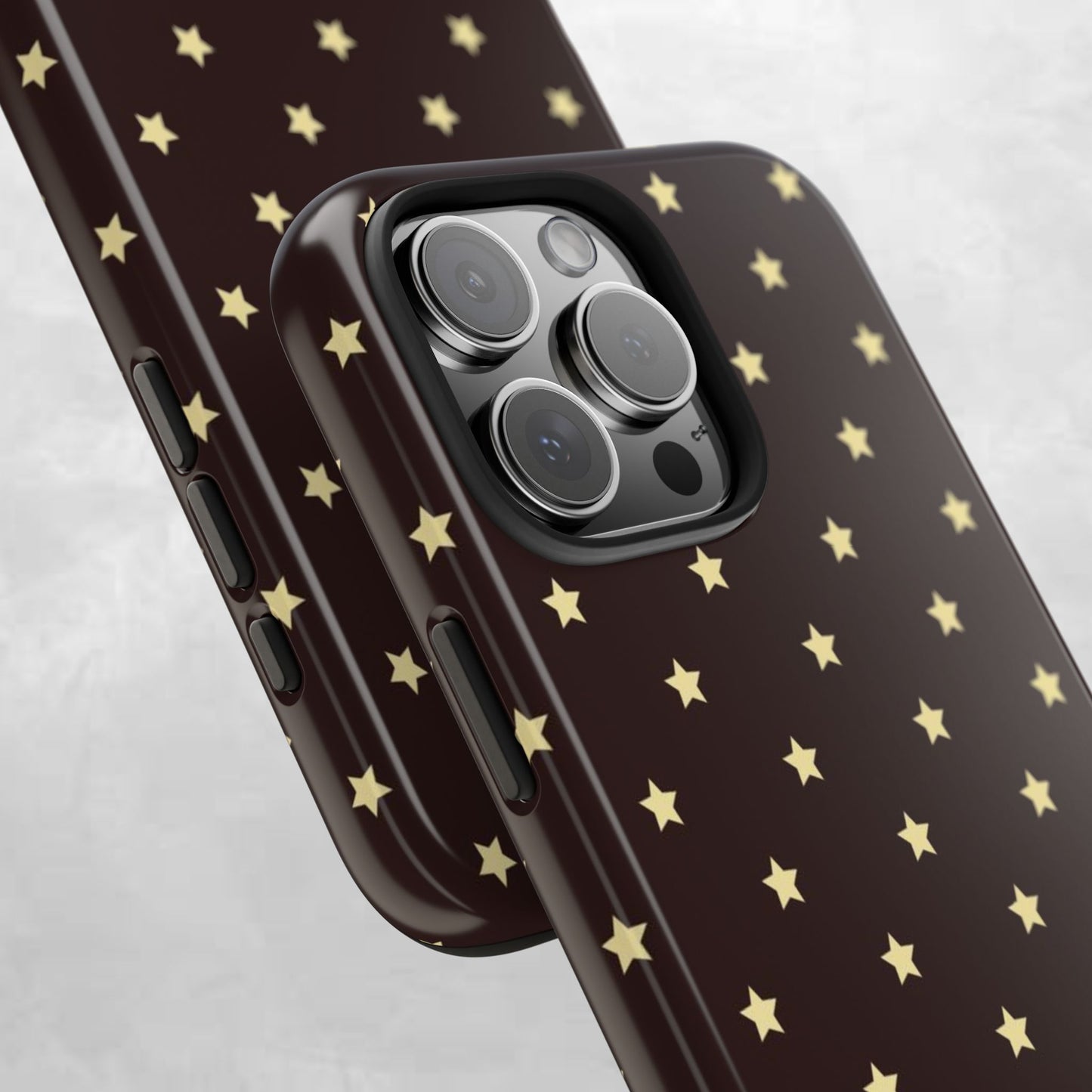 Star Pattern Tough Phone Case — Gold Stars on Chocolate Brown