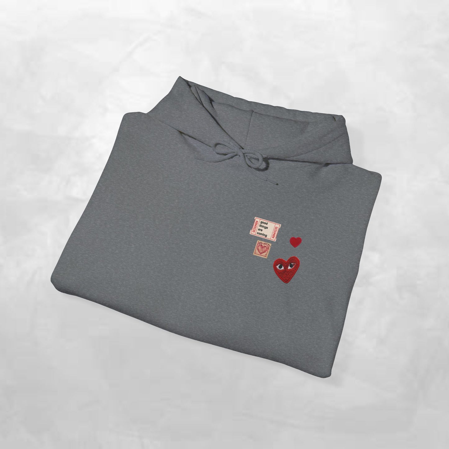 Hoodie — Tiny Vintage Valentine Hearts Chest Print