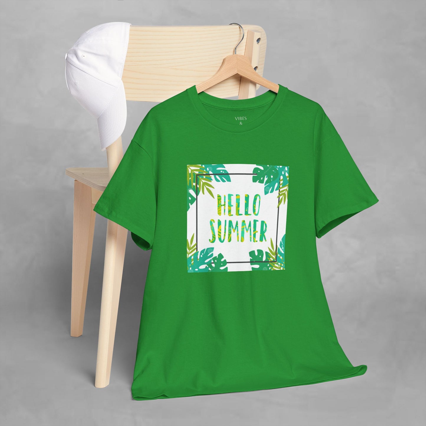 Hello Summer Unisex Heavy Cotton Tee – Tropical Vibe Summer Shirt