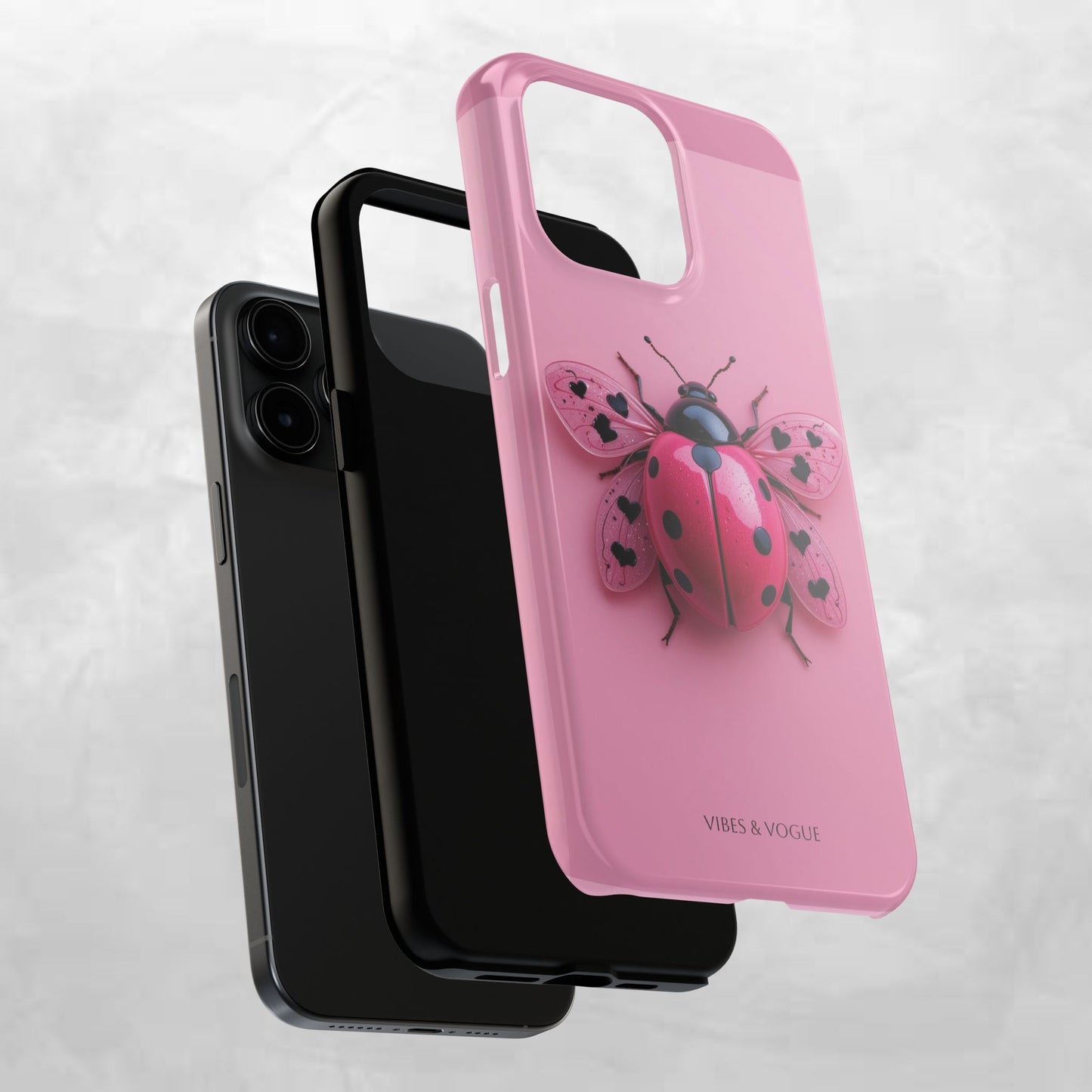 Pink Ladybug Tough Phone Case, Cute Phone Cover, Bug Lover Gift, Durable Smartphone Shell, Protective Tech Accessory