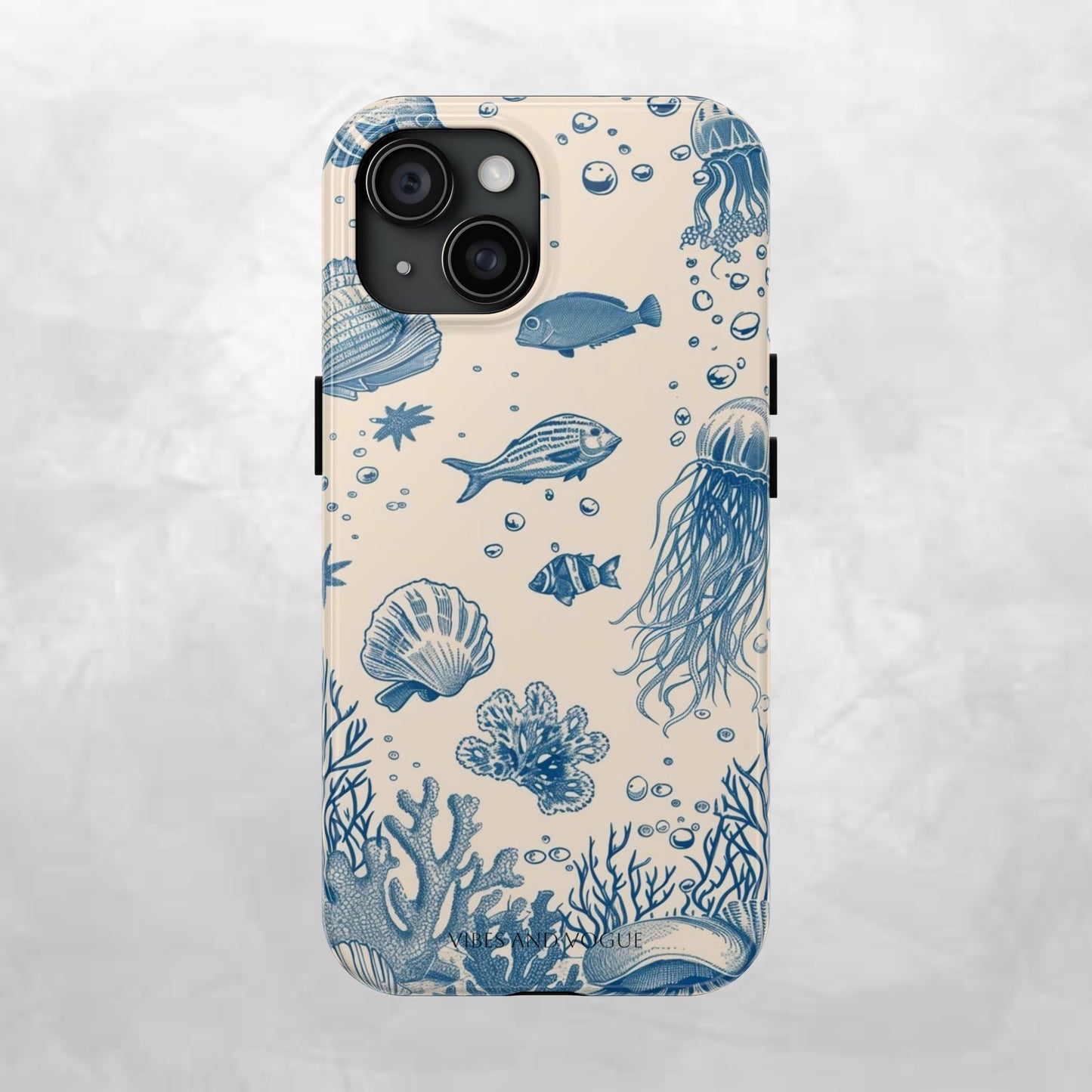 Ocean Blue Marine Pattern Tough Phone Case
