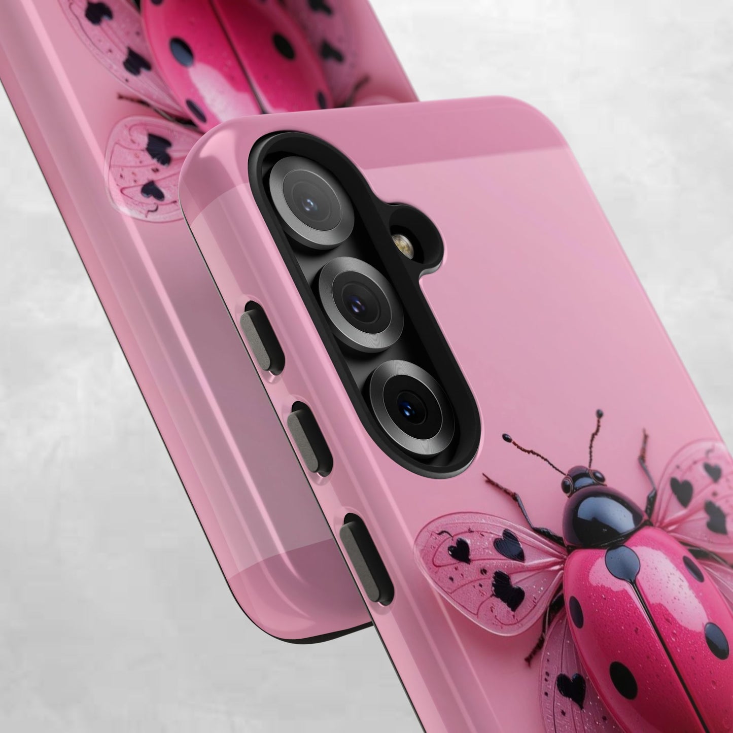 Pink Ladybug Tough Phone Case, Cute Phone Cover, Bug Lover Gift, Durable Smartphone Shell, Protective Tech Accessory