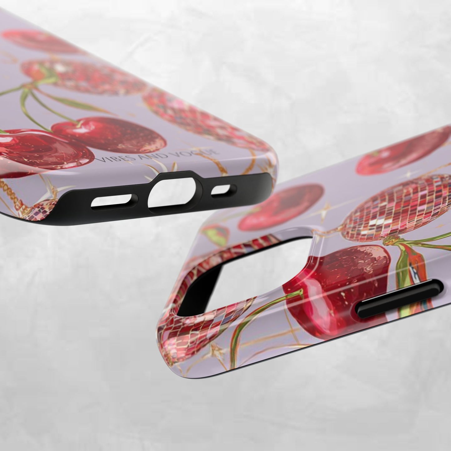 Disco Cherry Tough Phone Case — Retro Sparkle iPhone Protection