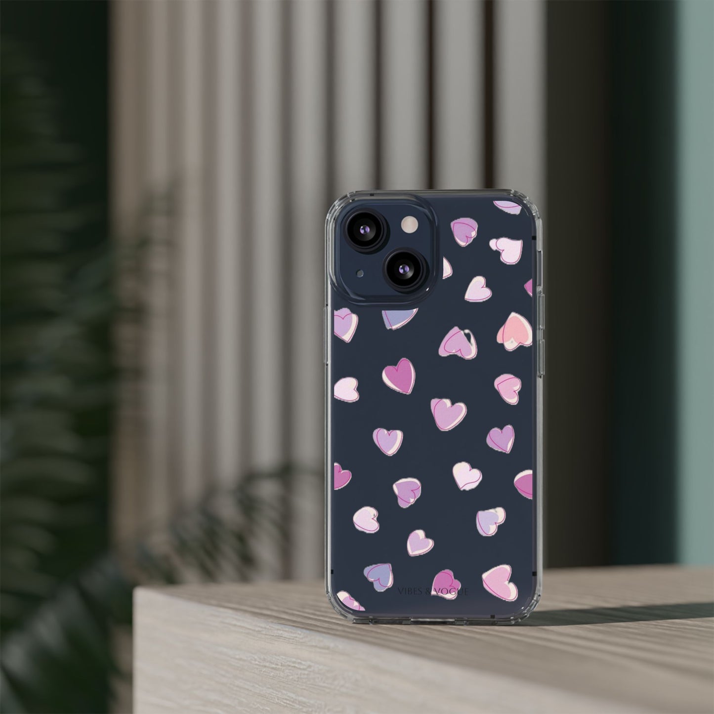 Heart Pattern Clear Case, Cute Phone Cover, Valentine's Day Gift, Trendy Phone Accessory, Love Theme Case