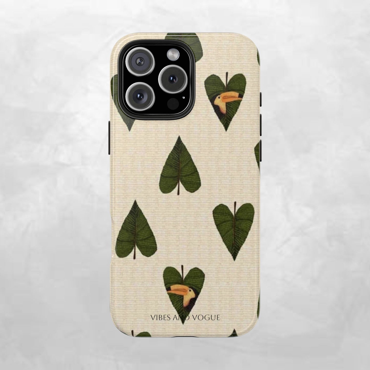 Tough Phone Case — Green Leaf Heart Pattern Tough Phone Case (Vibes and Vogue)