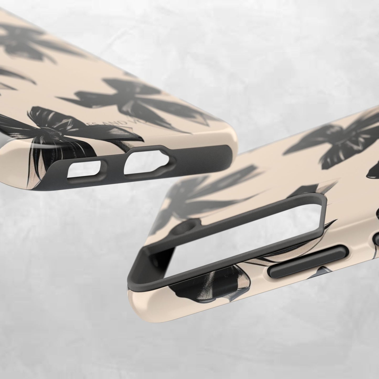 Tough Phone Case — Black Bow Pattern on Nude Background