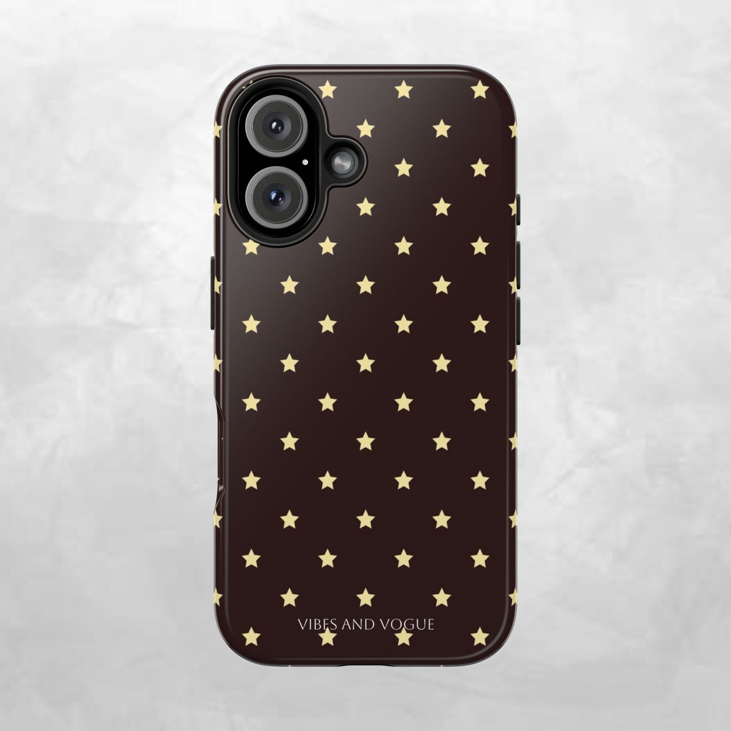 Star Pattern Tough Phone Case — Gold Stars on Chocolate Brown