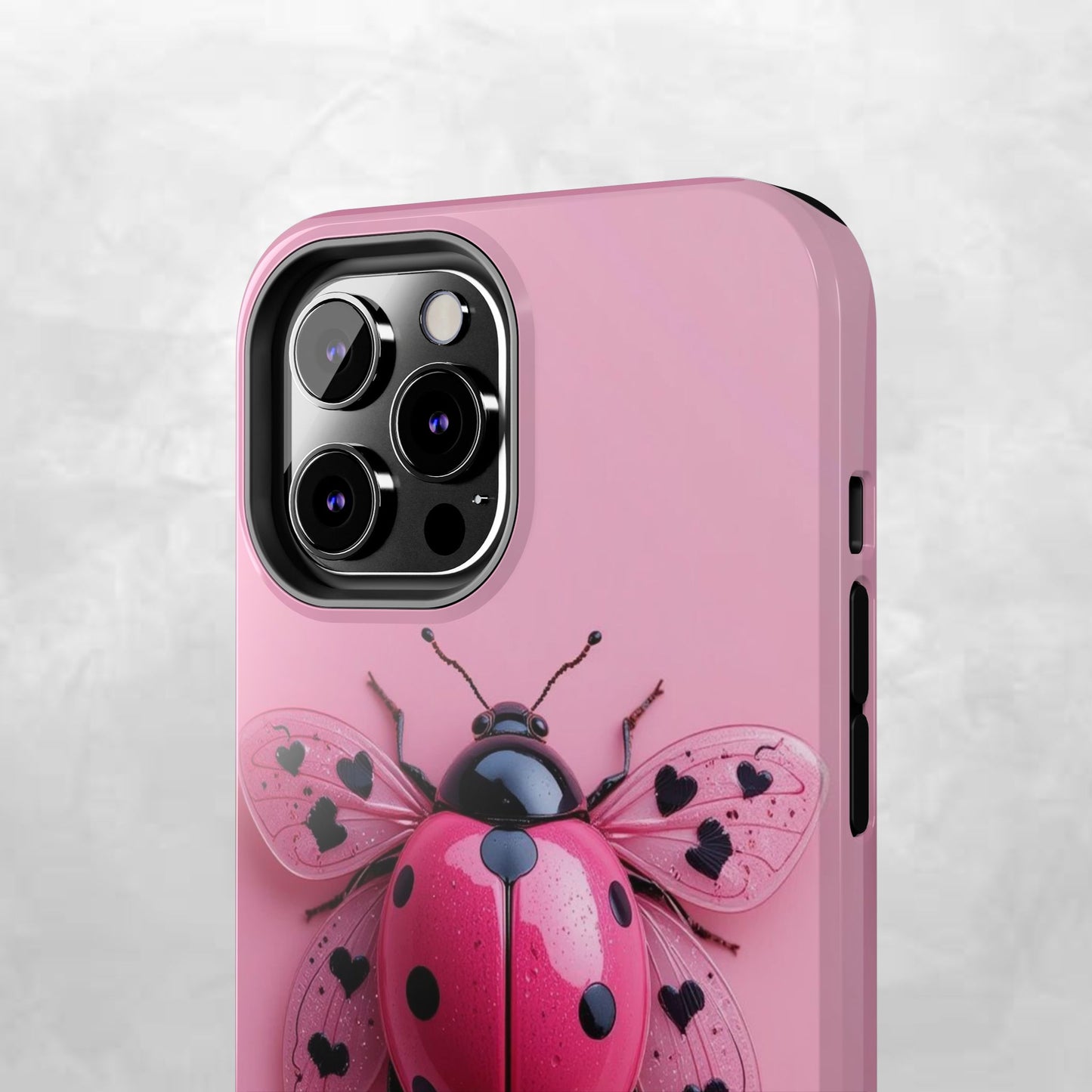 Pink Ladybug Tough Phone Case, Cute Phone Cover, Bug Lover Gift, Durable Smartphone Shell, Protective Tech Accessory