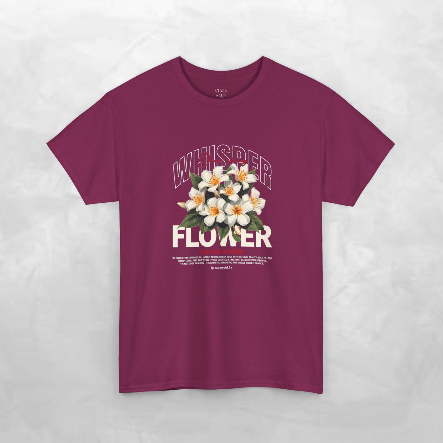 Floral "Whisper Flower" Graphic Tee — Vintage Plumeria Blossom Shirt