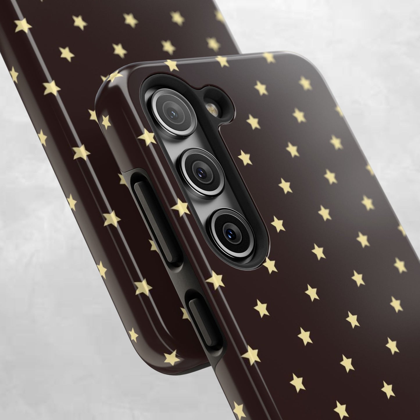 Star Pattern Tough Phone Case — Gold Stars on Chocolate Brown