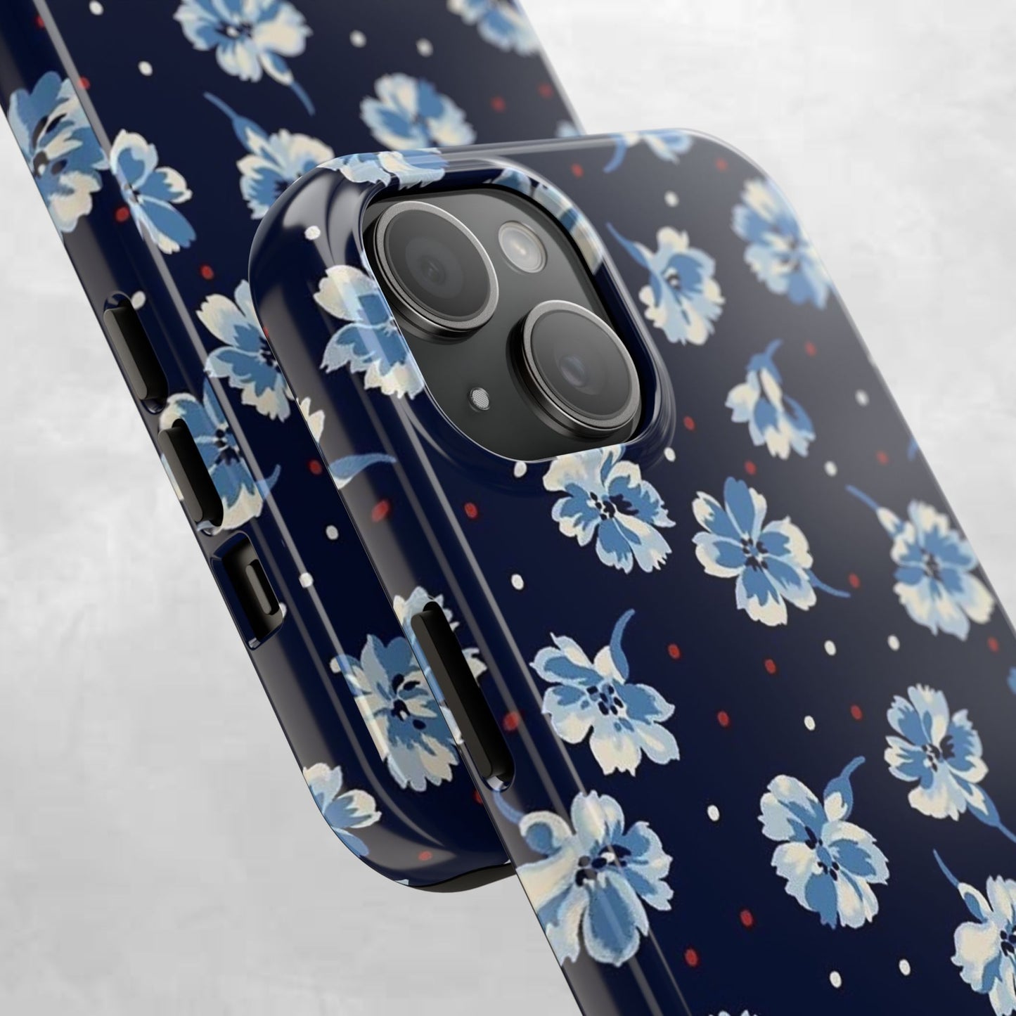 Floral Navy Tough Phone Case — Blue Blossom Protective Phone Cover