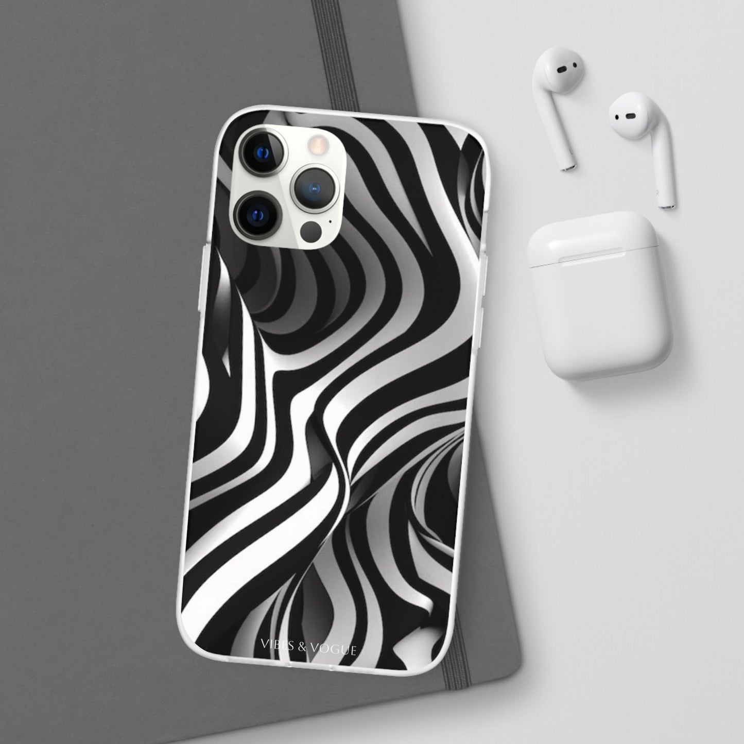 Stylish Phone Cases, Trendy Flexi Cases for iPhone, Black and White Art Case, Gifts for Him/Her, Phone Accessories, Unique Design