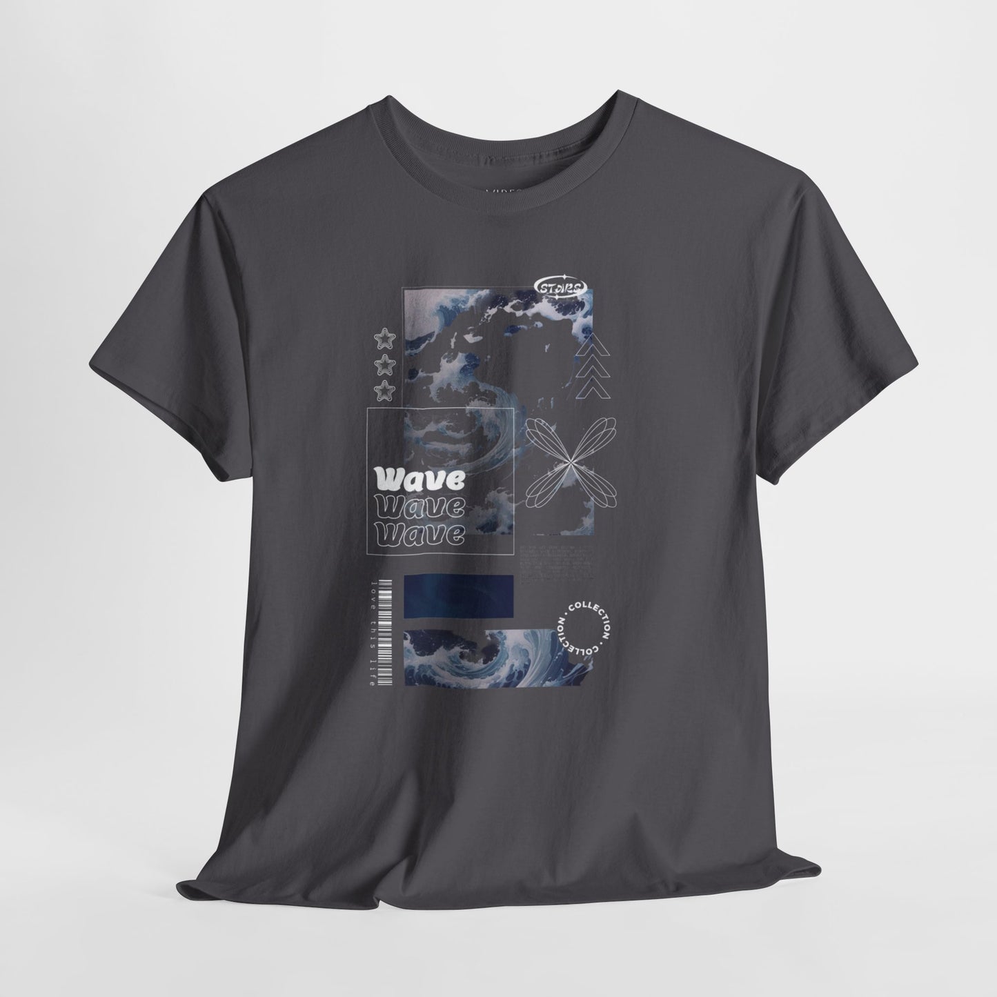 Wave Graphic Tee — Retro Surf Collage T-Shirt