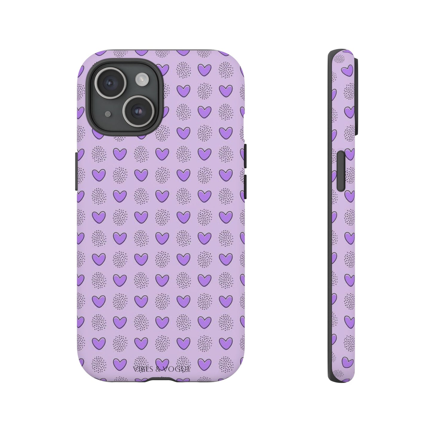 Purple Heart Pattern Phone Case - Tough Cases for a Stylish & Protective Vibe