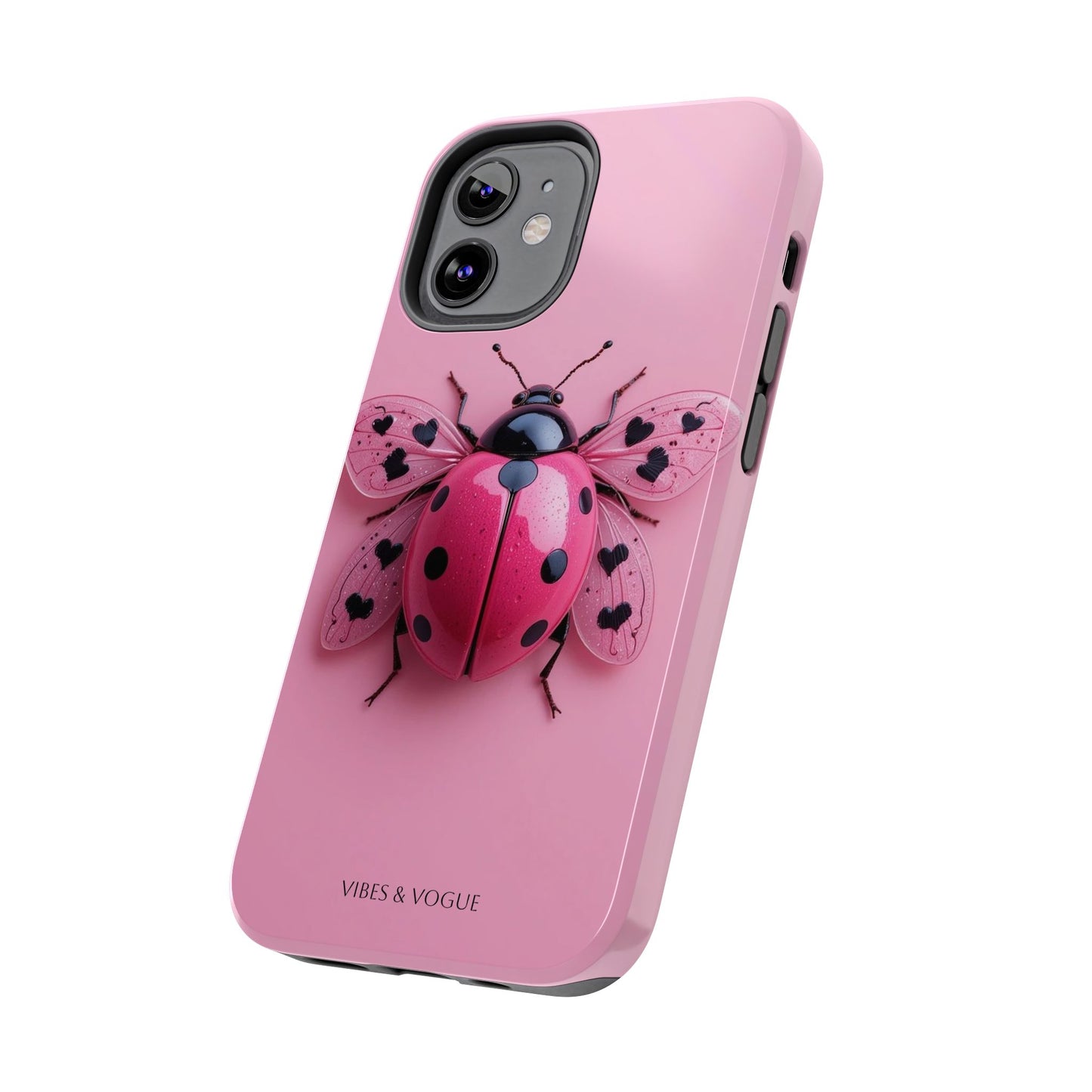 Pink Ladybug Tough Phone Case, Cute Phone Cover, Bug Lover Gift, Durable Smartphone Shell, Protective Tech Accessory