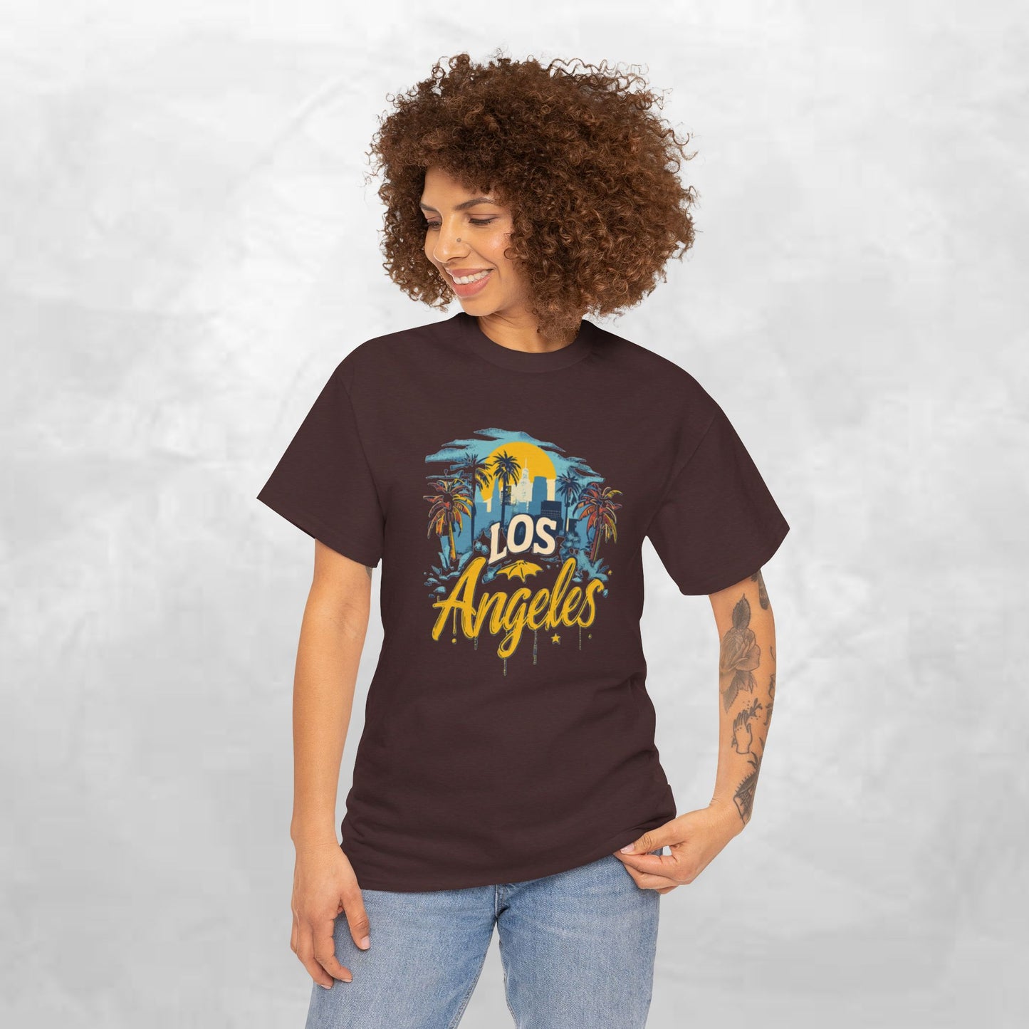 Los Angeles Sunset Unisex Heavy Cotton Tee - Casual Comfortable Streetwear