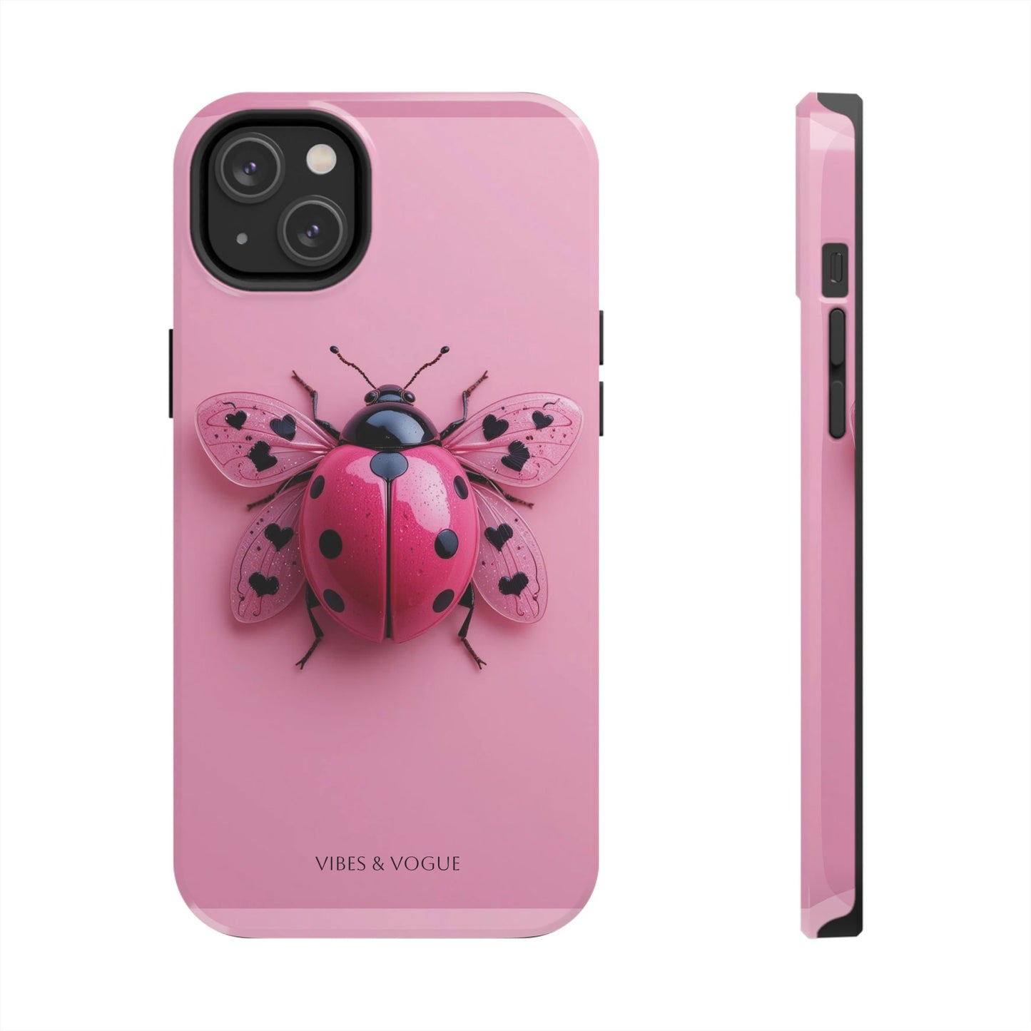 Pink Ladybug Tough Phone Case, Cute Phone Cover, Bug Lover Gift, Durable Smartphone Shell, Protective Tech Accessory