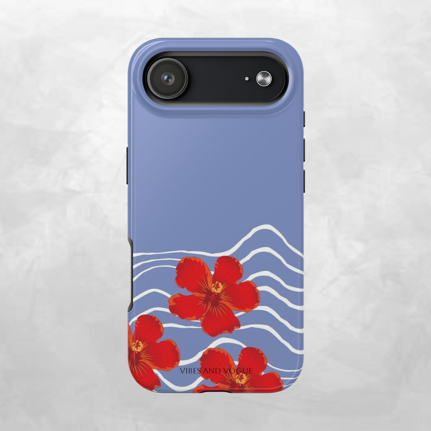 Tough Phone Case — Red Hibiscus Waves (Durable Protective Phone Cover)