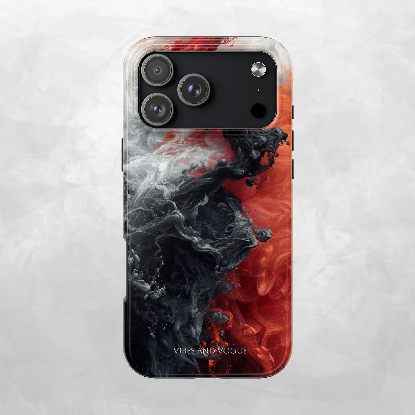 Abstract Red & Black Smoke Tough Phone Case — Vibes and Vogue Protective Cover