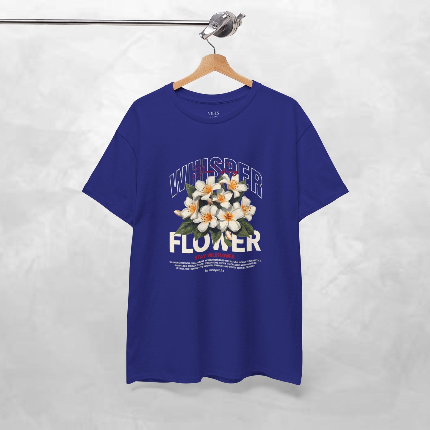 Floral "Whisper Flower" Graphic Tee — Vintage Plumeria Blossom Shirt
