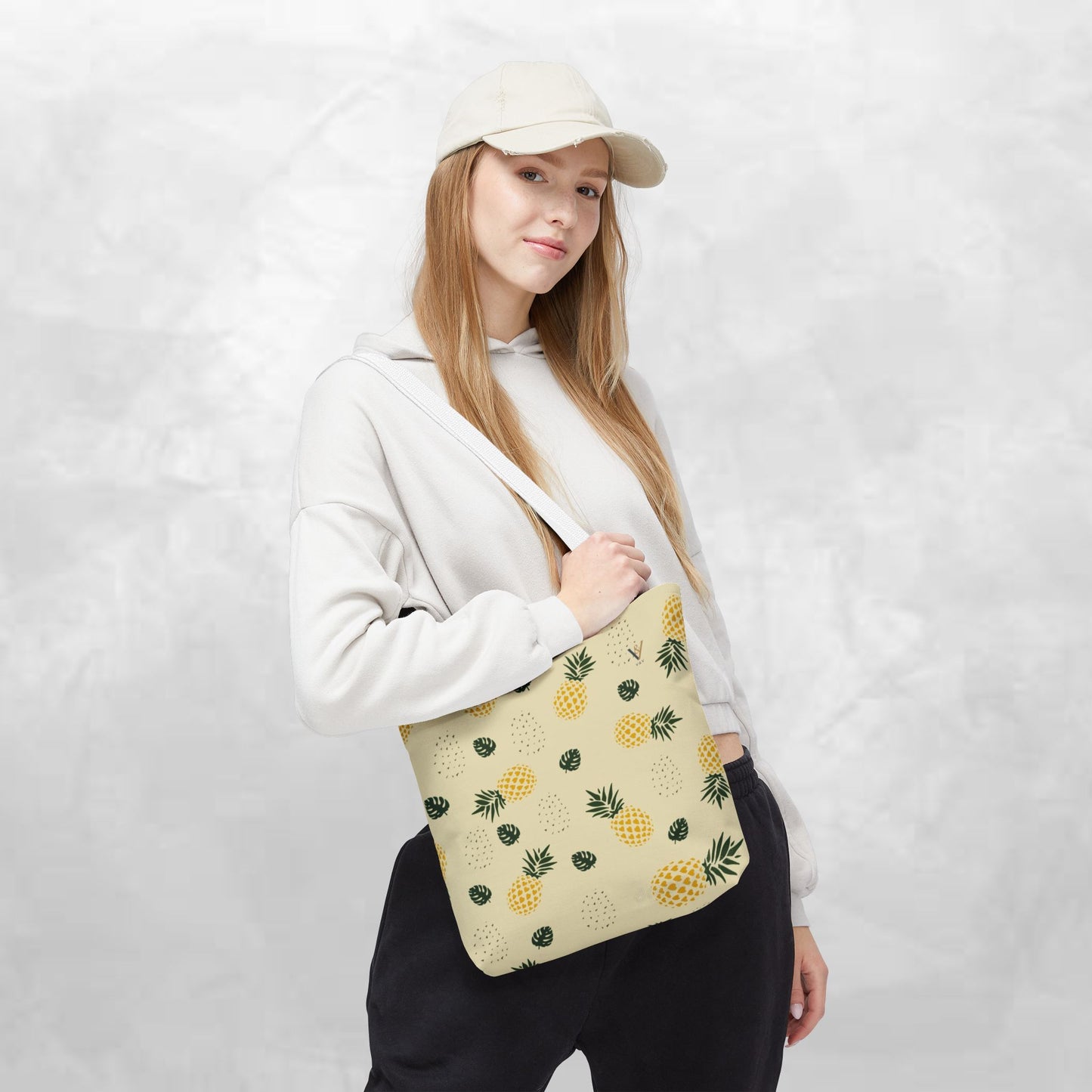 Pineapple Print Tote Bag, Eco-Friendly Carryall, Beach Bag, Summer Vibes, Gift for Her, Reusable Shopper