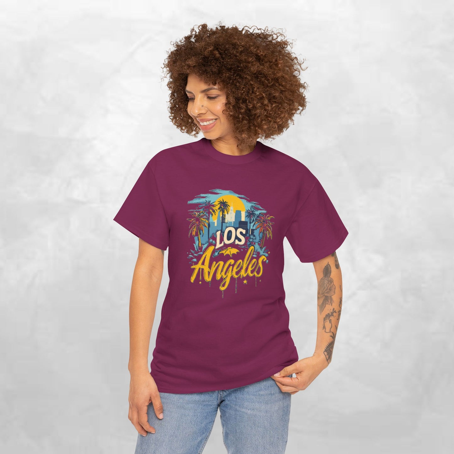 Los Angeles Sunset Unisex Heavy Cotton Tee - Casual Comfortable Streetwear