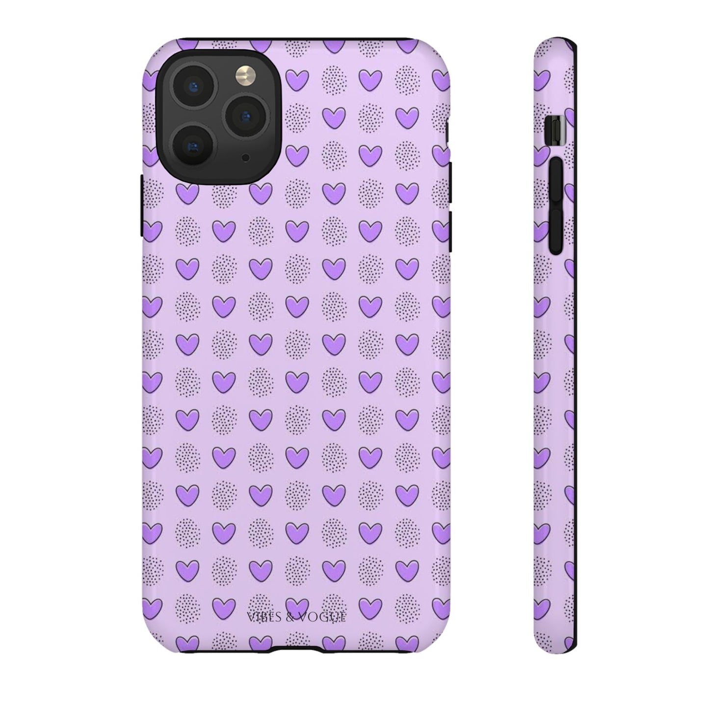Purple Heart Pattern Phone Case - Tough Cases for a Stylish & Protective Vibe
