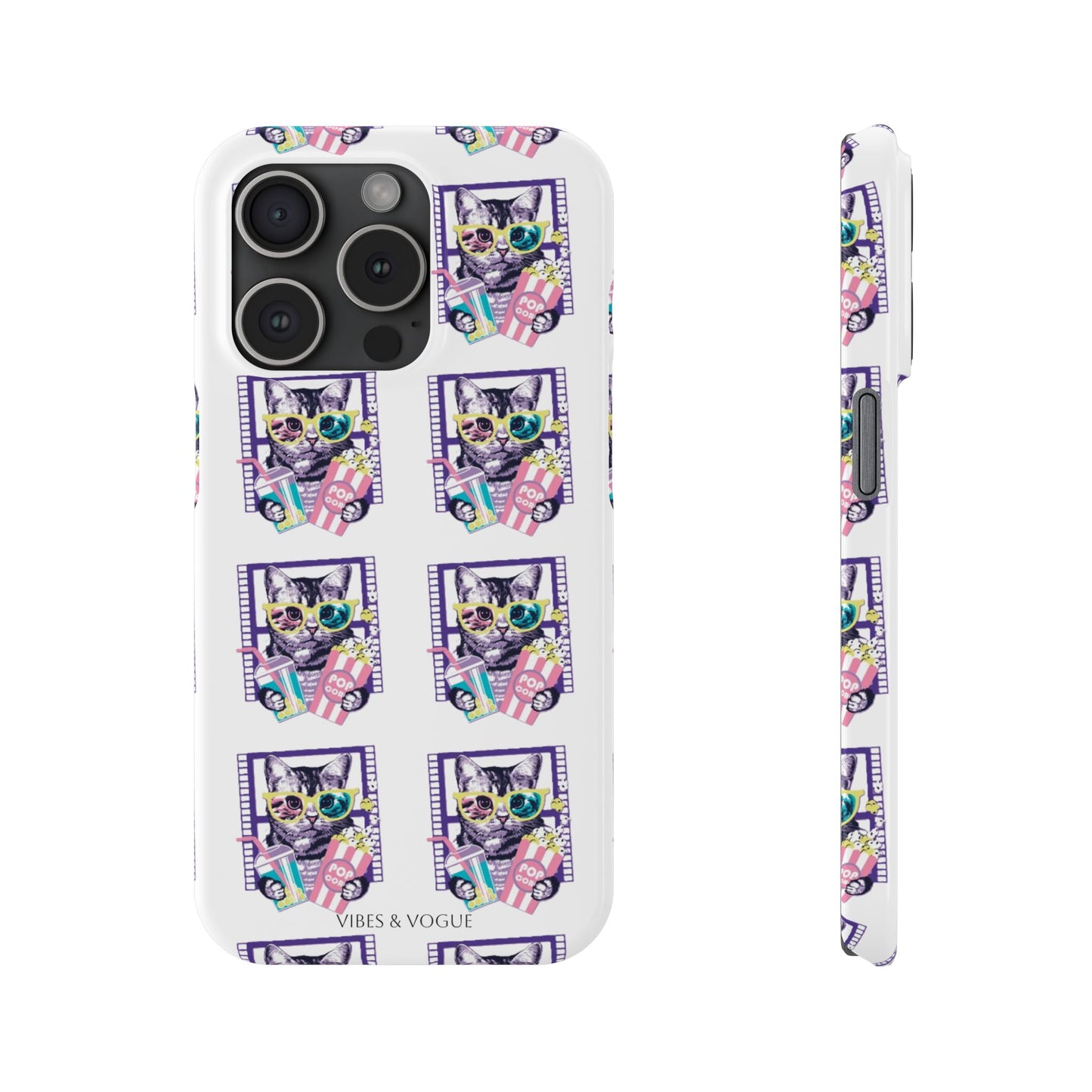 Cat Lover's Slim Phone Cases, Cute Cat Phone Covers, Pet-Themed Accessories, Gifts for Cat Lovers, Vibrant Patterned Cases