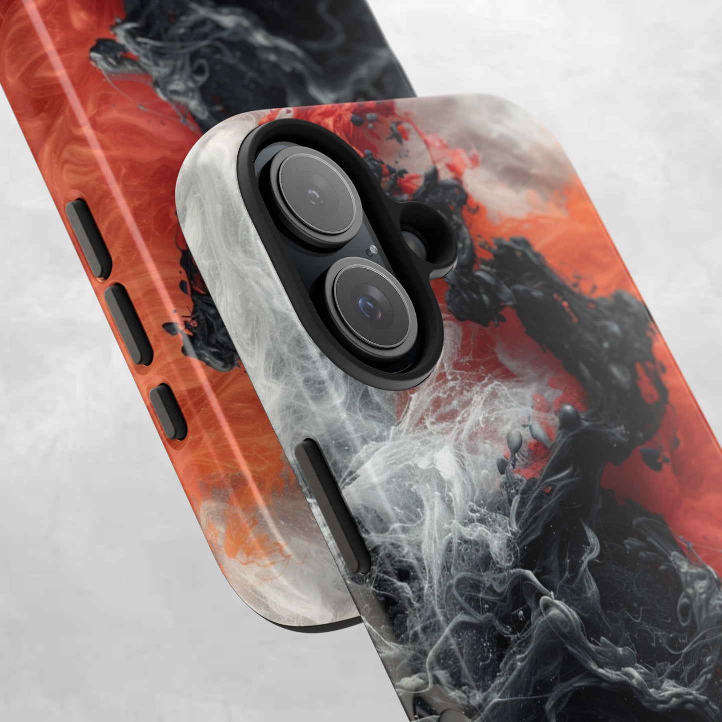 Abstract Red & Black Smoke Tough Phone Case — Vibes and Vogue Protective Cover