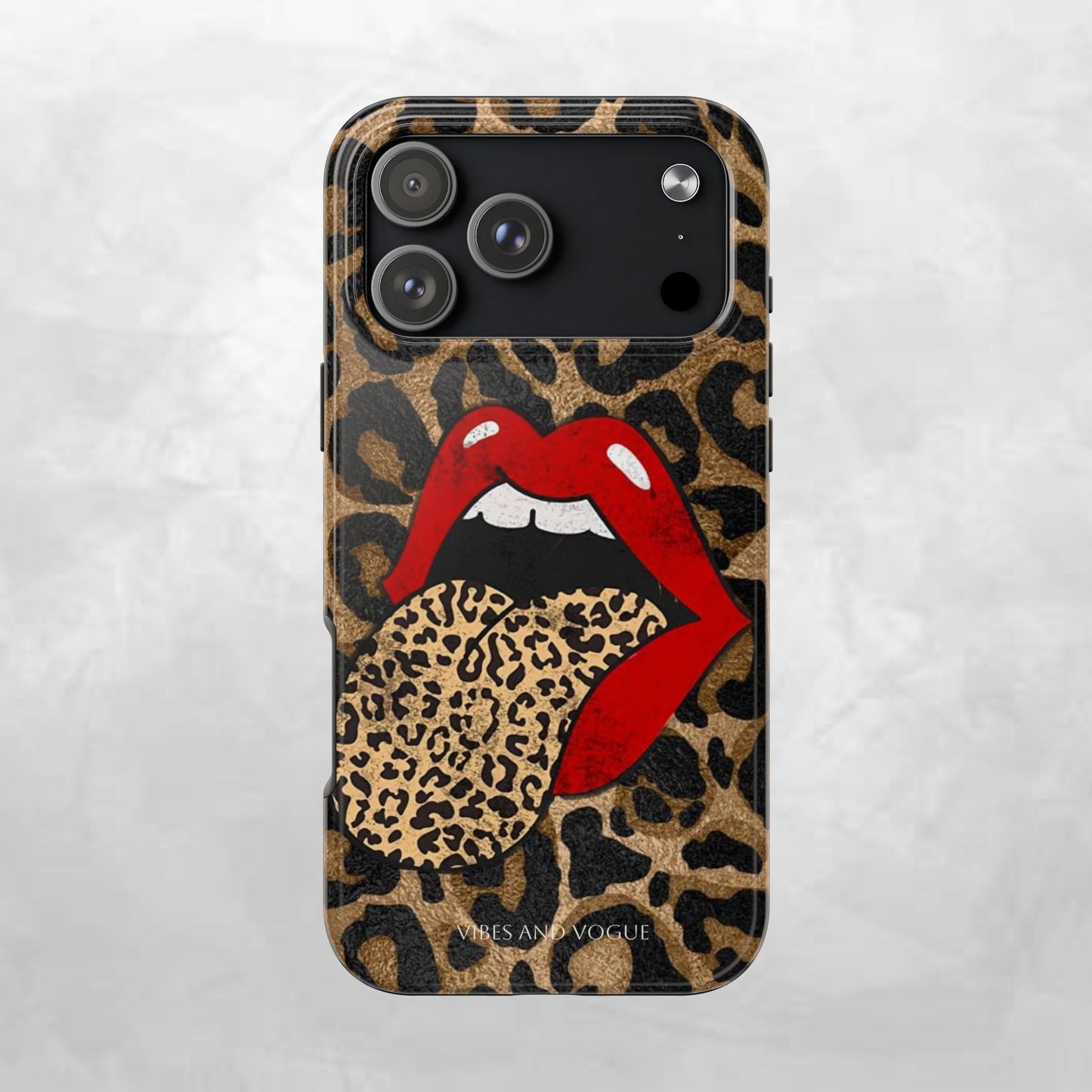 Leopard Lip Tough Phone Case — Bold Animal Print Phone Cover