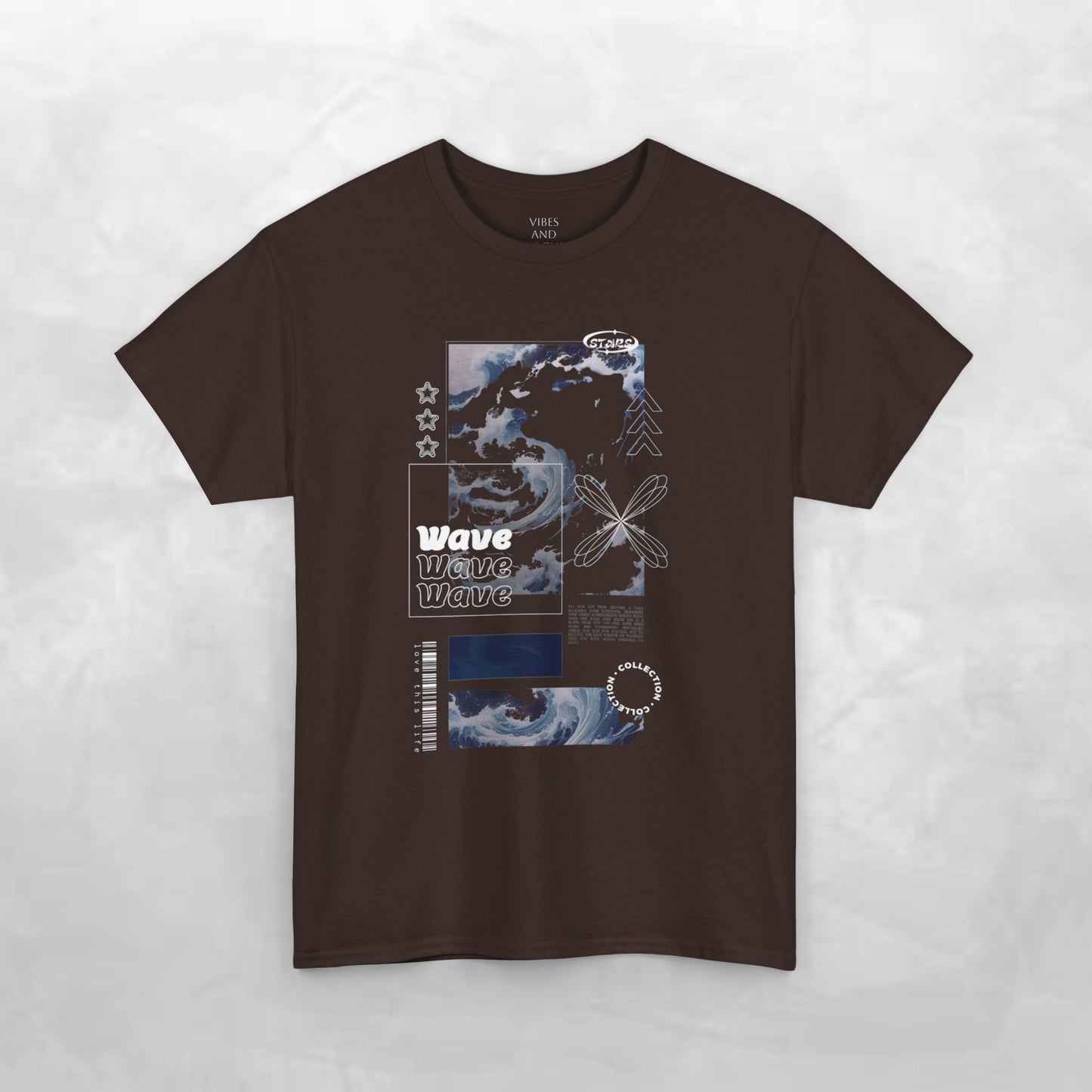 Wave Graphic Tee — Retro Surf Collage T-Shirt