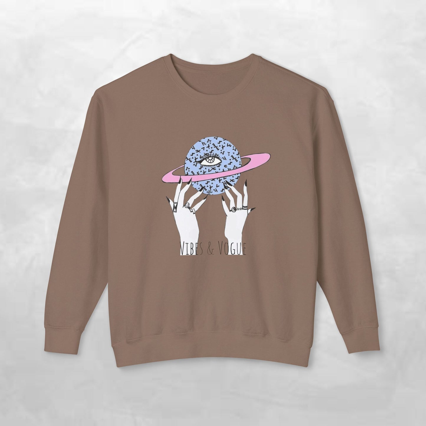 Cosmic Vibes Unisex Lightweight Crewneck Sweatshirt - Perfect for Casual Wear, Gift for Friends, Space Theme, Festivals, Everyday Comfort