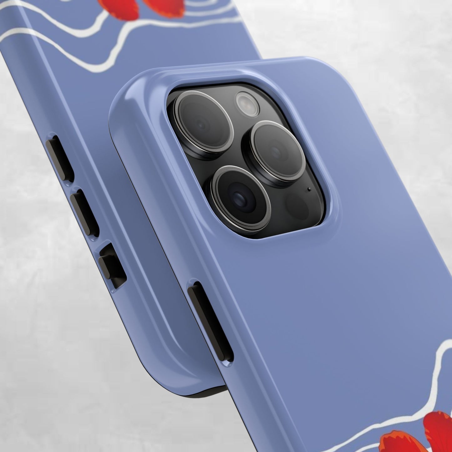 Tough Phone Case — Red Hibiscus Waves (Durable Protective Phone Cover)
