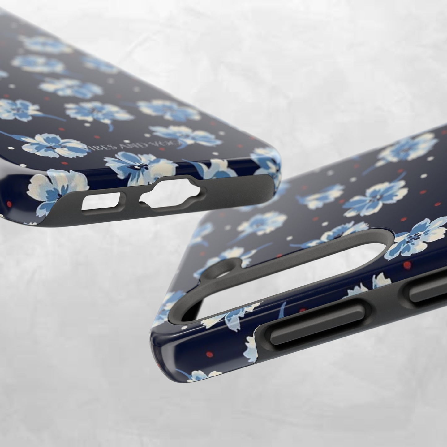 Floral Navy Tough Phone Case — Blue Blossom Protective Phone Cover