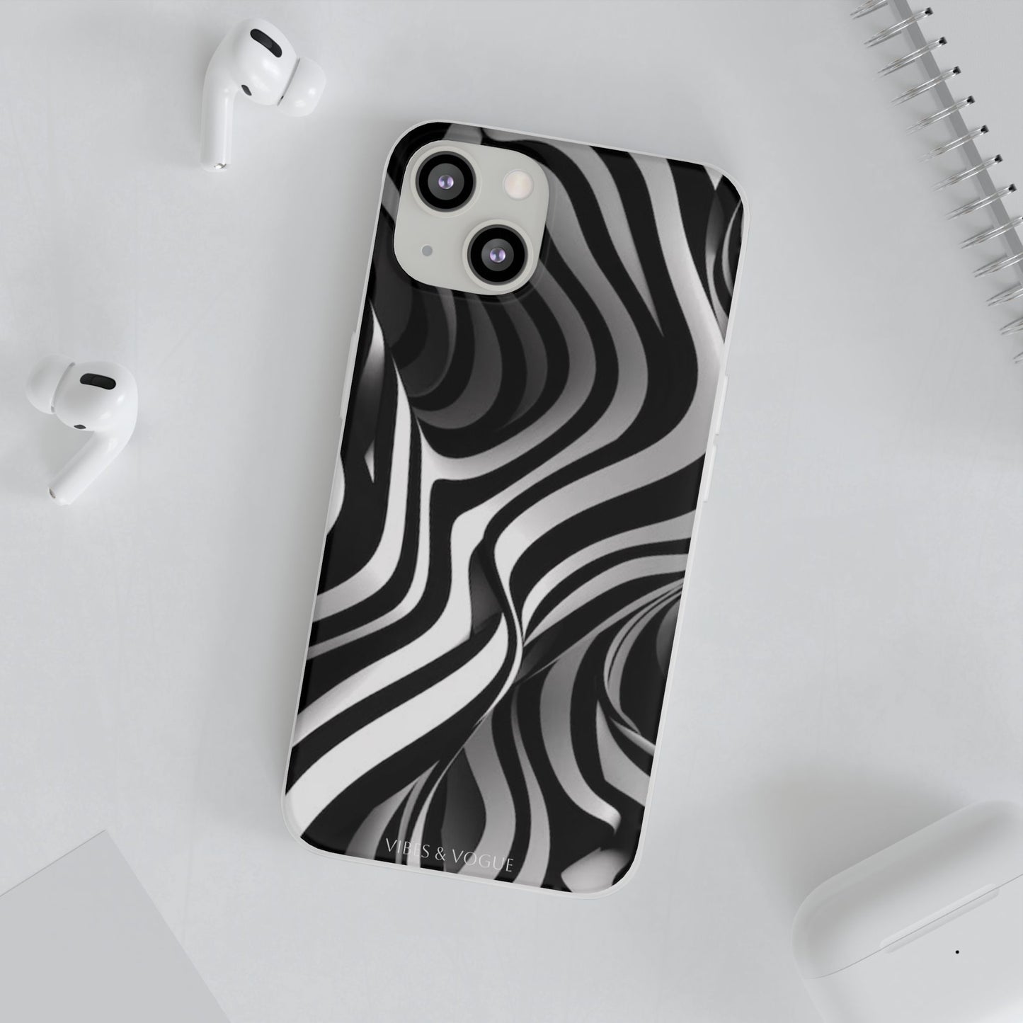 Stylish Phone Cases, Trendy Flexi Cases for iPhone, Black and White Art Case, Gifts for Him/Her, Phone Accessories, Unique Design
