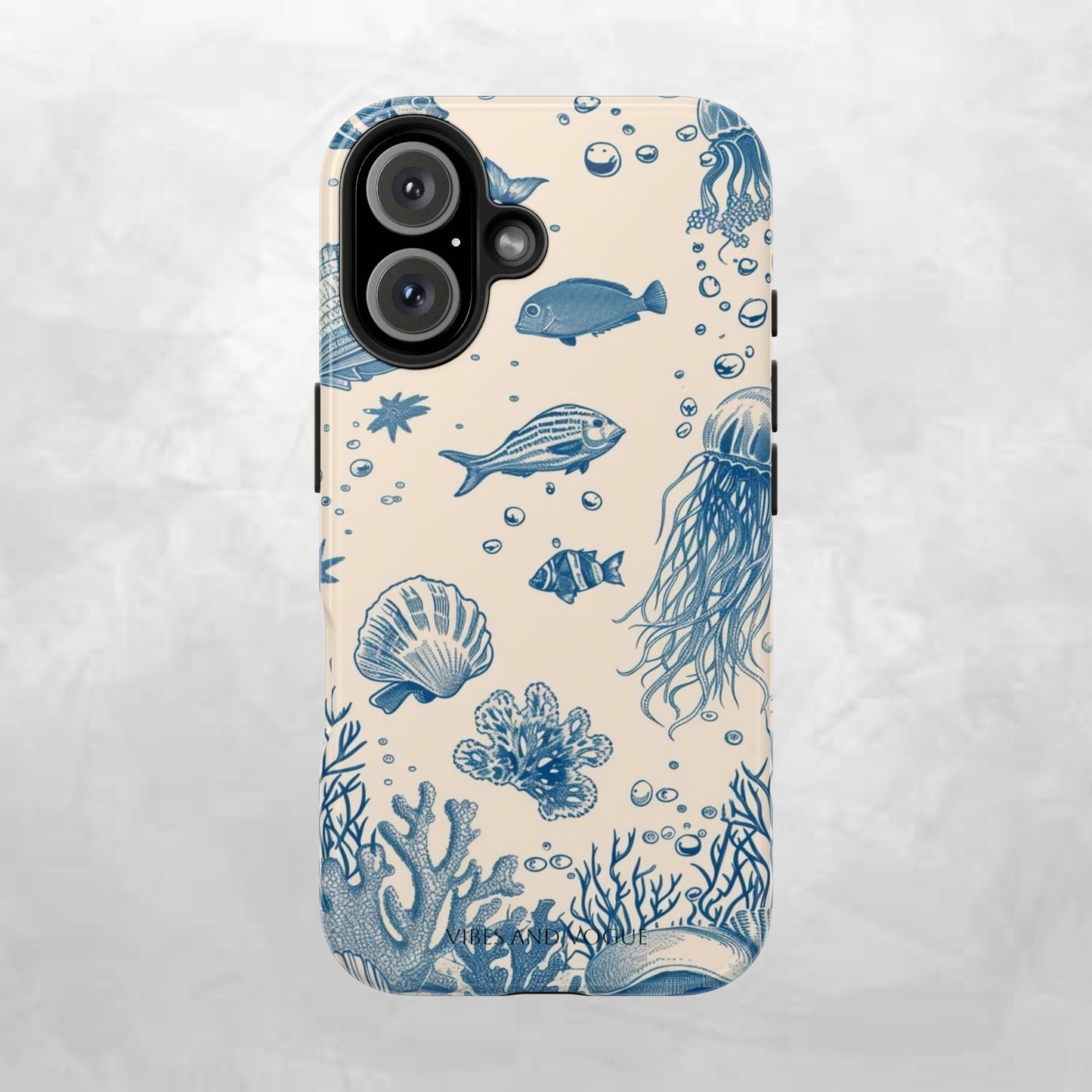 Ocean Blue Marine Pattern Tough Phone Case